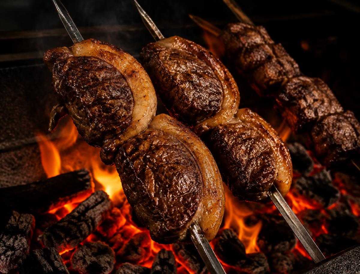 Espetos de picanha na brasa
